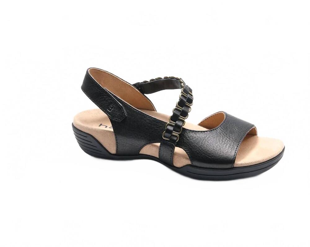 NEW HALSA FOOTWEAR women's destiny ankle strap sandals in black